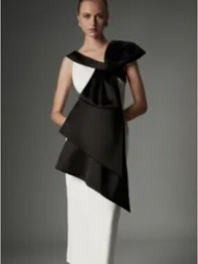Karen Millen Black and White Archive Collection - Petite Bow Detail Off the shou